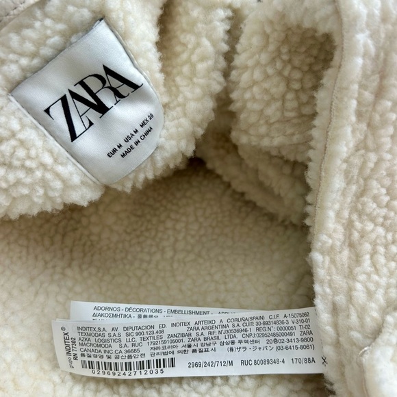 Zara Double-Faced Jacket Oversized White Faux Suede Blogger Fave Moto Biker M - Picture 16 of 16